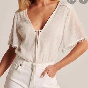 Abercrombie Short Sleeve Chiffon Tie Bodysuit
